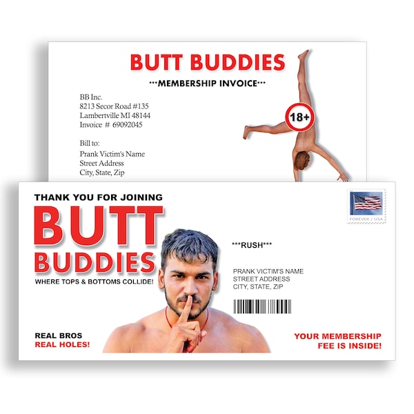 Butt Buddies - Prank Mail Letter - 100% Anonymous - Sent Directly To Your Friends - Prank Mail - Postal Joke