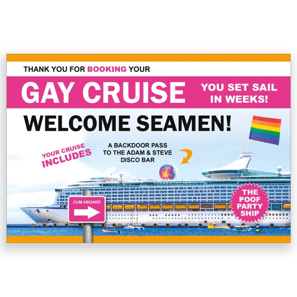 Prank Postcard - Gay Cruise - 100% Anonymous - Sent Directly To Your Friends - Prank Mail - Postal Joke Card