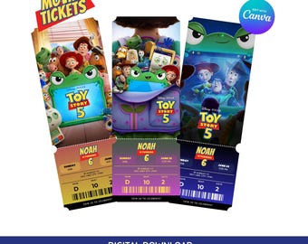 Faire-part d'anniversaire Toy Story | faire-part pour billets | Invitation à une fête d'enfants Canva modifiable (téléchargement numérique)