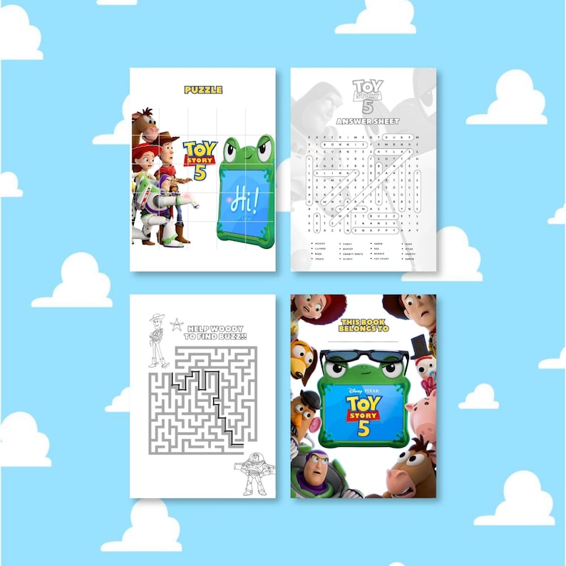 Modello Canva per colorare Toy Story 5 / Pagine di attività per il compleanno dei bambini (download digitale) immagine 5