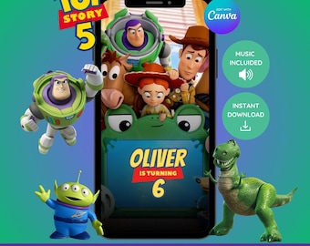 Invitation vidéo d'anniversaire Toy Story | Invitation animée à une fête d'enfants (téléchargement numérique)