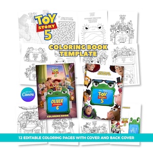 Pu&ograve; includere: Un modello di libro da colorare Toy Story 5 con 12 pagine modificabili, inclusa la copertina e il retro. La raccolta include disegni al tratto in bianco e nero, labirinti e attivit&agrave; di unisci i puntini, oltre a due copertine a colori.