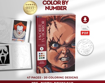 Horror Color by Number Book PDF | Halloween Mystery Coloring Pages PDF (Digital Download)