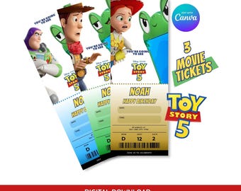 Toy Story Birthday Invitation | Ticket Invitation | Editable Canva Kids Party Invite (Digital Download)