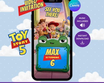 Convite de aniversário em vídeo Toy Story 5 | Convite animado para festa infantil (Download digital)