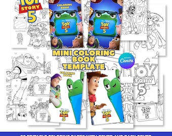 Mini libro da colorare di Toy Story 5 (modello Canva) / Pagine di attività per compleanno per bambini (download digitale)