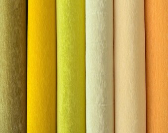 Papier crépon italien 180 grammes - Pack d'échantillons nuances jaunes | Crêpe de fleuriste pour fleurs en papier