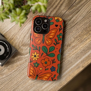 Vibrant Butterfly Phone Case: Bohemian Preppy Style, Impact Resistant