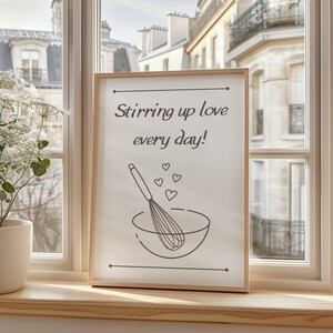 Stirring Up Love-Kitchen Wall Art - Funky Daily Quote Poster, Unique Home Decor Gift