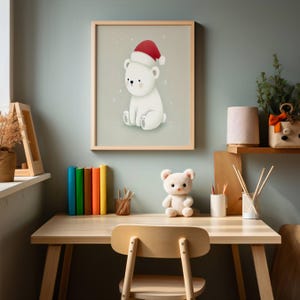 Christmas Teddy Bear, Kids Room Wall Art Prints, Colorful Nursery Decor - Baby Posters set - Gallery wall kit - Digital Printable Art