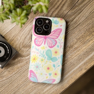 Vibrant Butterfly Phone Case: Bohemian Preppy Style, Impact Resistant