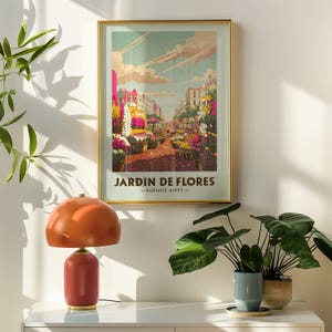 Mercado de flores: Impresión floral ilustrativa para decoración del hogar - Arte mural floral en tonos pastel - Mercado de flores moderno - Póster de viaje de Boho Print Arts