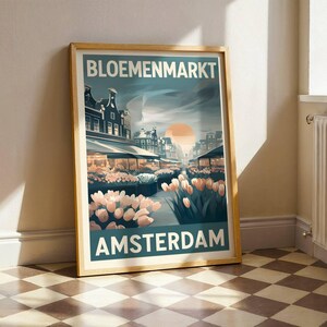 Mercado de flores: Impresión floral ilustrativa para decoración del hogar - Arte mural floral en tonos pastel - Mercado de flores moderno - Póster de viaje de Boho Print Arts