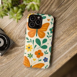 Vibrant Butterfly Phone Case: Bohemian Preppy Style, Impact Resistant