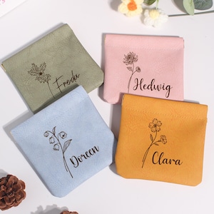 Porte-monnaie porte-monnaie, pochette à bijoux de voyage, porte-monnaie en cuir personnalisé, porte-monnaie en cuir, cadeau pour maman, pochette pour chapelet, pochette pour maquillage