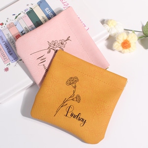 Porte-monnaie porte-monnaie, pochette à bijoux de voyage, porte-monnaie en cuir personnalisé, porte-monnaie en cuir, cadeau pour maman, pochette pour chapelet, pochette pour maquillage
