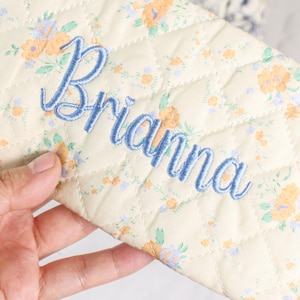 Bestickte Blumen Make-up Tasche, benutzerdefinierte Schminktasche, Blumen Make-up Tasche, Brautjungfer Geschenk, Reise-Make-up-Beutel, bestickter Beutel
