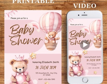 Girl Baby Shower Invitation Template, Baby Shower Video Invite, Editable Baby in Bloom Evite, Animated Baby Shower invite, Electronic invite