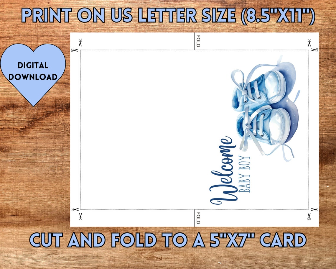 Welcome Baby Boy Card - DIGITAL Download - Printable Welcome Baby Boy ...