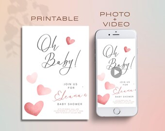 Baby Shower Evite, Baby Shower E- invite Template, Baby Shower digital Invite, Editable Animated invitation, Baby in Bloom Video Invite