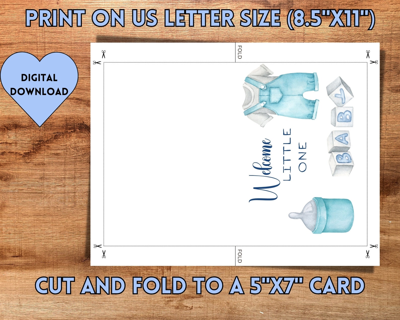 Welcome Baby Boy Card DIGITAL Download Printable Welcome Baby Boy Card ...
