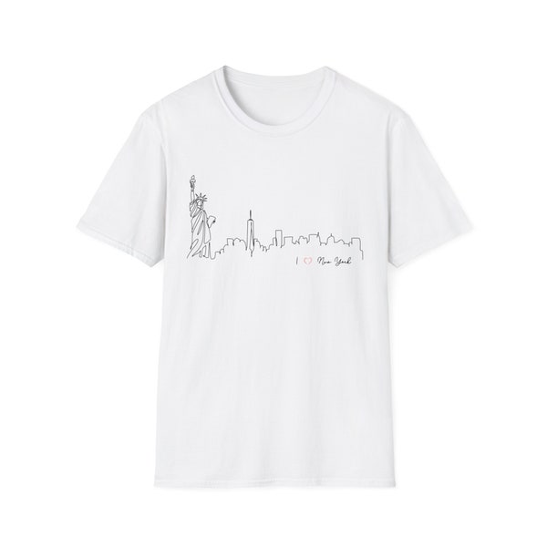 I Love New York T-Shirt - Iconic NYC Skyline and Statue of Liberty, Urban Chic Fashion, Trendy Fashion Shirt, Patriotic New Yorker Souvenir