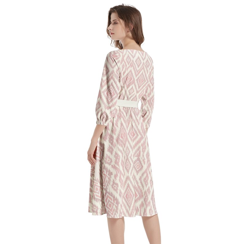 Boat Neck Belted Flared Dress