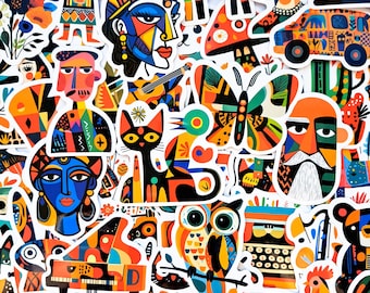 Picasso Style Sticker Pack - Kubismus Kunst & Abstrakte Bunte Farben Aufkleber für Kunstliebhaber