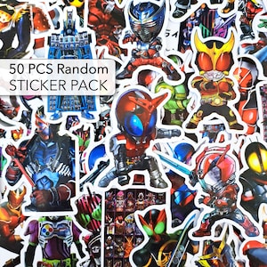 50 PCS Kamen Rider Sticker Pack, Trendy Japanese Stickers, Anime Superhero Stickers, Video Game Cartoon Animation, Laptop Vinyl Stickers