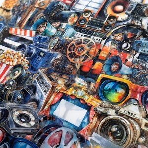 Classic Cinema, Sticker Pack, Transparent, Retro, Movie Theater, Stickers, Filmmaker Decor, Nostalgic Film, Movie Lover Gift, Film Camera, Movie Night, Movie Props, Movie Journaling