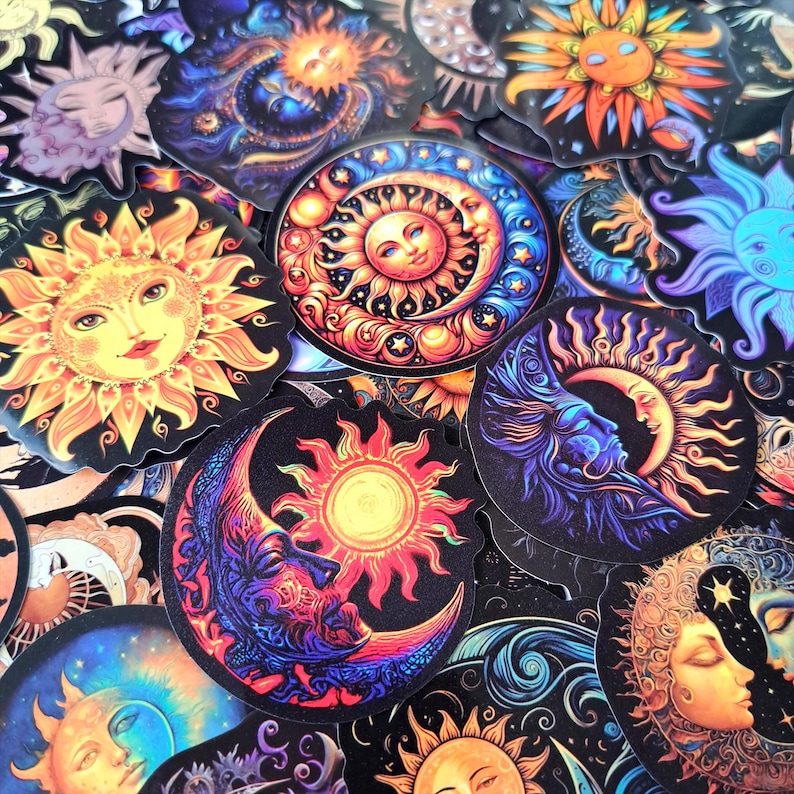 Celestial Sun and Moon Sticker Pack – Decorative Galaxy Stars and ...