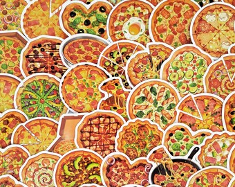 Adorabile set di adesivi per pizza, adesivi con illustrazioni di pizza italiana, decorazioni per fast food, collezione di snack kawaii