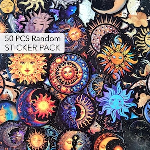 50 stuks stickerpakket hemelse zon en maan, stickers kunst, esthetische stickers, stickers Galaxy Stars, stickers astronomie, stickers mystiek galactisch