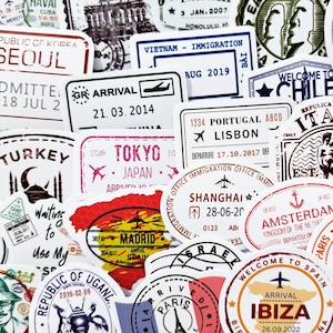 Passport Stamp, Sticker Pack, Travel Journal, Stickers, Scrapbook Travel, Luggage Stickers, Vacation Travel, gift for travellers, Travel Stamp, Suitcase Stickers, Travel Theme, Personalized Luggage, Vintage Stamp