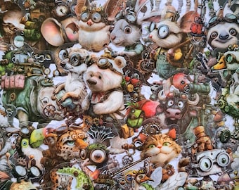 Whimsical Steampunk Animal Sticker Pack – Adorable Mechanical Transparent Stickers with Gears, Goggles & Brass Details