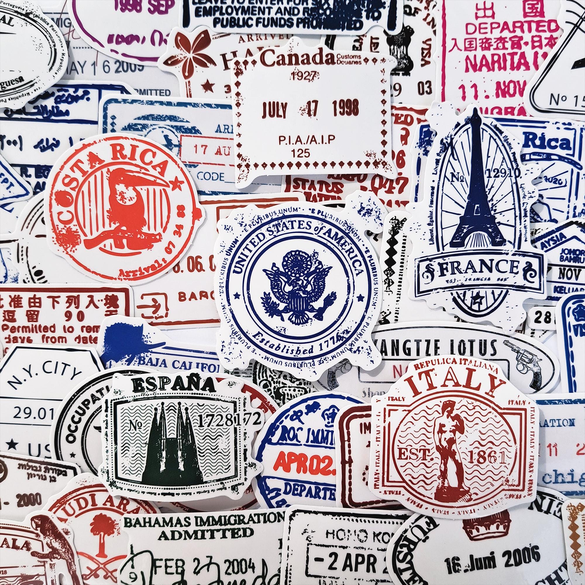 旅行パスポートスタンプステッカーパック - 搭乗券用透明旅行