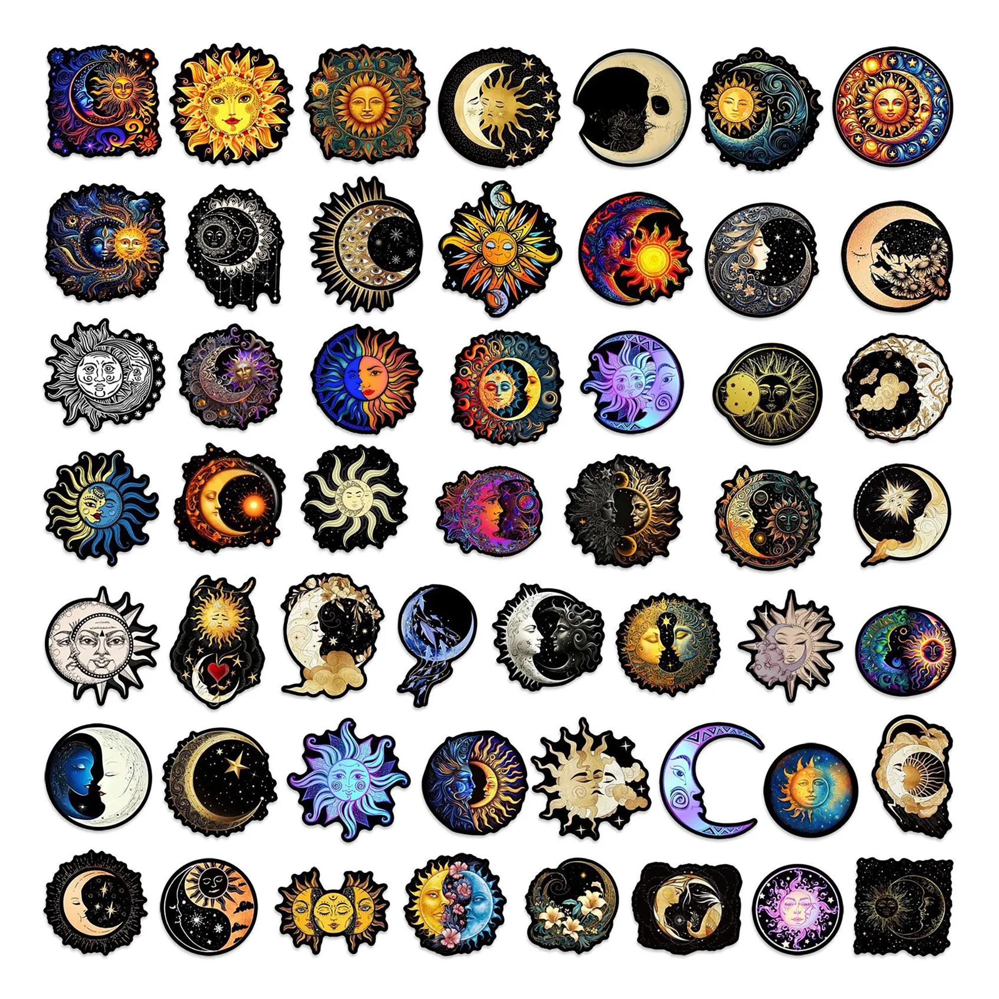 Celestial Sun and Moon Sticker Pack – Decorative Galaxy Stars and ...