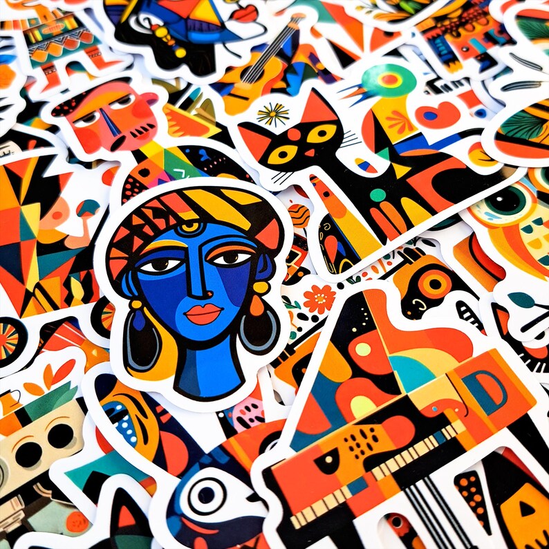 Picasso Style Sticker Pack – Cubism Art & Abstract Colorful Paint ...