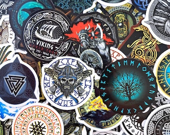 Norse Viking Sticker Pack – Viking Runes, Helmets & Nordic Compass Stickers for Journals and Gifts