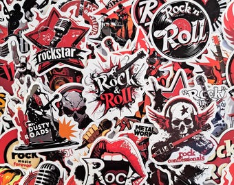 Pacchetto di adesivi di musica rock: adesivi in vinile rock and roll, punk rockstar con chitarra