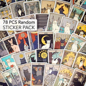 78 stuks tarotkaarten stickerpakket, kattentarotstickers, dierenriemstickers, astrologiestickers, vintage stickers, horoscoop tarotkaartstickers