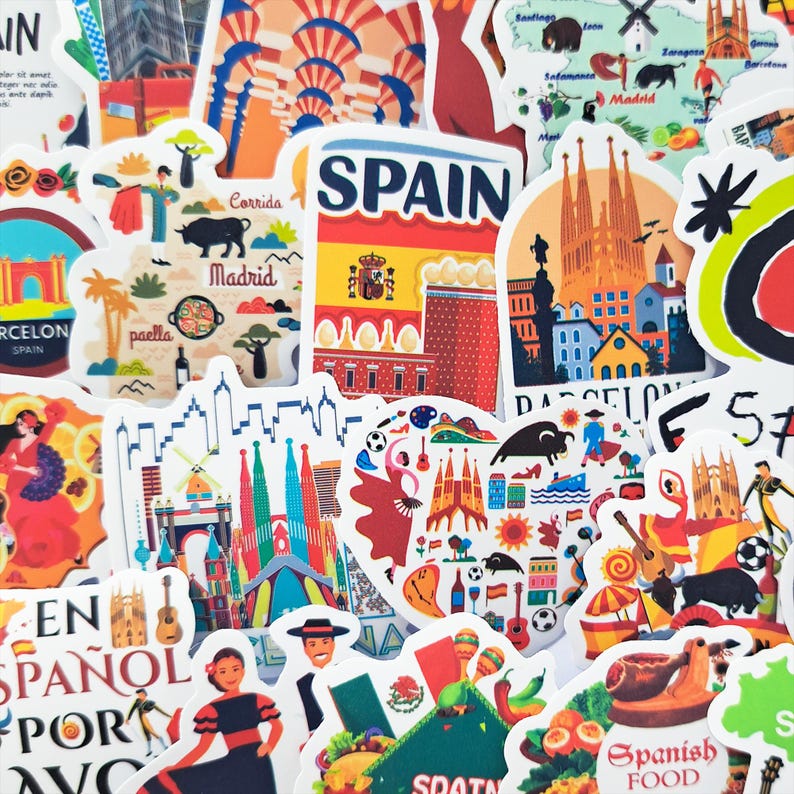 Spain Stickers Printable Spanish Culture Sticker Pack – Traditional Spain Stickers With Food ...