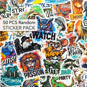 50 PCS Motivational Words Animals Sticker Pack, Inspirational Stickers, Positive stickers, Cartoon Teens Stickers, Affirmative Stickers