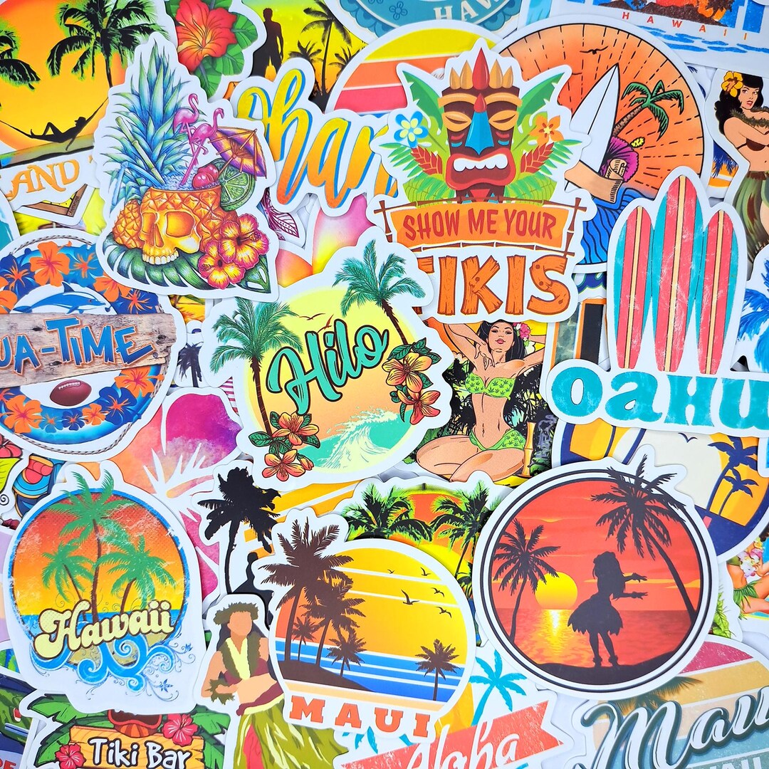 Hawaii Traveling Sticker Pack – Aloha, Beach & Surfing Stickers With ...