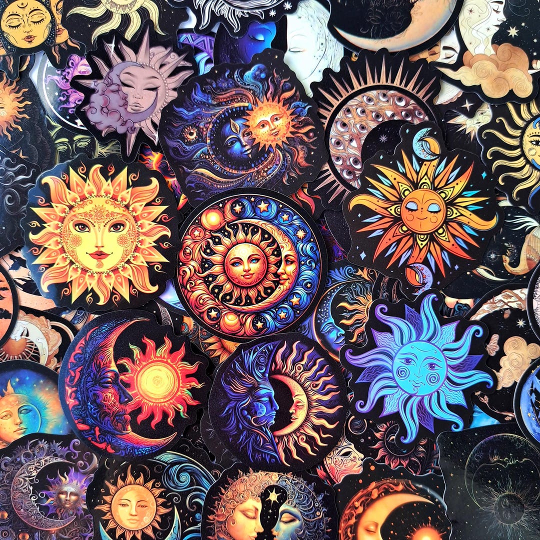 Celestial Sun and Moon Sticker Pack – Decorative Galaxy Stars and ...