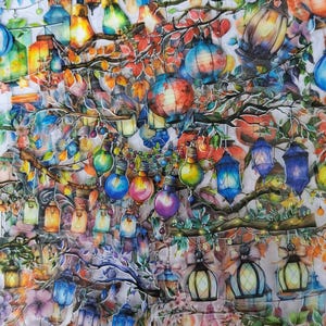 Paquete de pegatinas de farolillos colgantes: pegatinas transparentes de luces de hadas y farolillos asiáticos festivos para manualidades