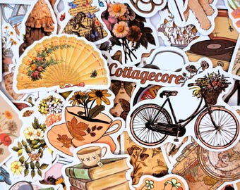 Retro Style Sticker Pack – Antique Vintage & Cottagecore Decorative Stickers for Journals and Crafts