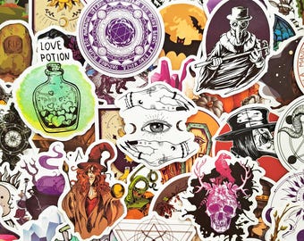 Pacchetto di adesivi di stregoneria e occultismo, adesivi di simboli gotici, pozione magica, arte pagana, decorazioni di Halloween