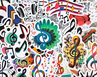 Confezione di adesivi con note musicali, simboli musicali, chiave di violino, regali per musicisti e amanti della musica.