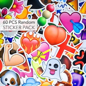 60 PCS Funny Emoji Sticker Pack, Children Stickers, Laptop Stickers, Smiley Stickers, Teenage Sticker, Emoji Bundle Stickers, Planner Decals